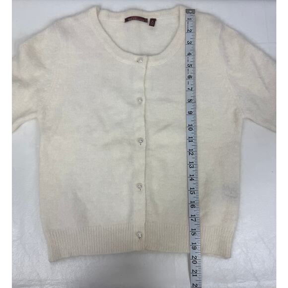 Vintage 525 America Angora Blend White Pearl Button Cardigan Size M - Picture 7 of 7